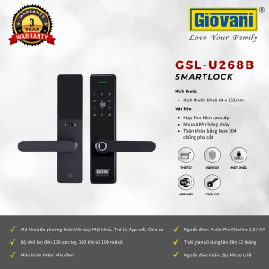 Khóa vân tay cửa gỗ Giovani GSL-U268B