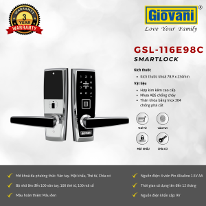 Khóa vân tay cửa gỗ Giovani GSL-116E98C