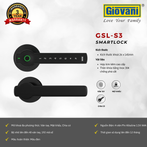 Khóa vân tay cửa gỗ Giovani GSL-S3