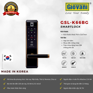 KHÓA VÂN TAY THÔNG MINH GIOVANI GSL-K66BG
