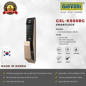 KHÓA VÂN TAY THÔNG MINH GIOVANI GSL-K888BG