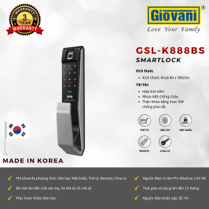 KHÓA VÂN TAY THÔNG MINH GIOVANI GSL-K888BS