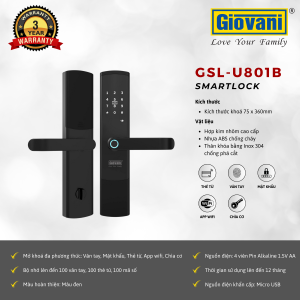 KHÓA VÂN TAY THÔNG MINH GIOVANI GSL-U801B