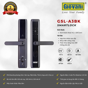 Khóa vân tay cửa gỗ Giovani GSL-A3BK