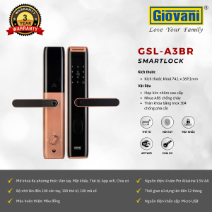 Khóa vân tay cửa gỗ Giovani GSL-A3BR