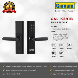 Khóa vân tay cửa gỗ Giovani GSL-K591