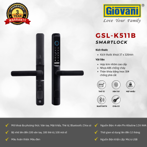 KHÓA VÂN TAY CỬA NHÔM GIOVANI GSL-K511B