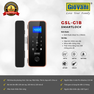 KHÓA VÂN TAY CỬA KÍNH GIOVANI GSL-G1B