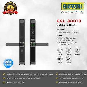 KHÓA VÂN TAY CỬA NHÔM GIOVANI GSL-8801B